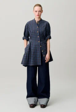 Robe chemise coton carreaux