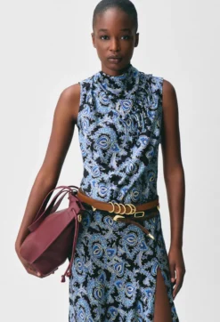Robe fluide satinée imprimée
