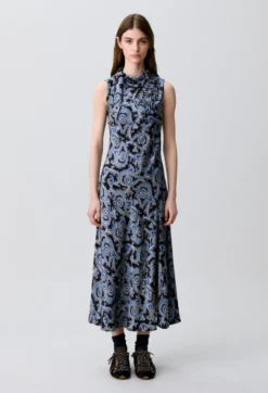Robe fluide satinée imprimée