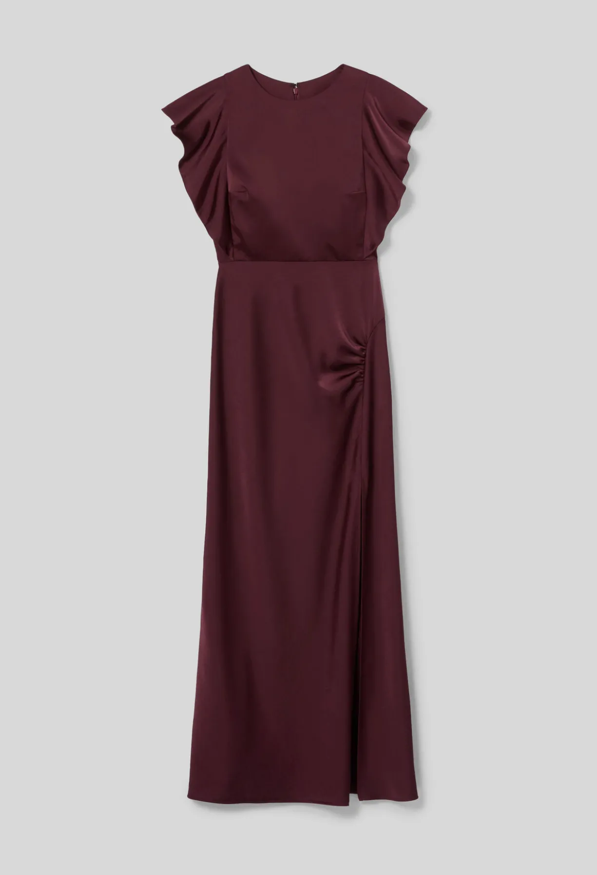 Robe longue satinée fendue