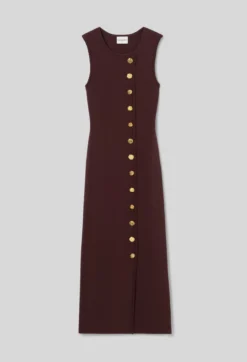 Robe midi maille boutons dorés