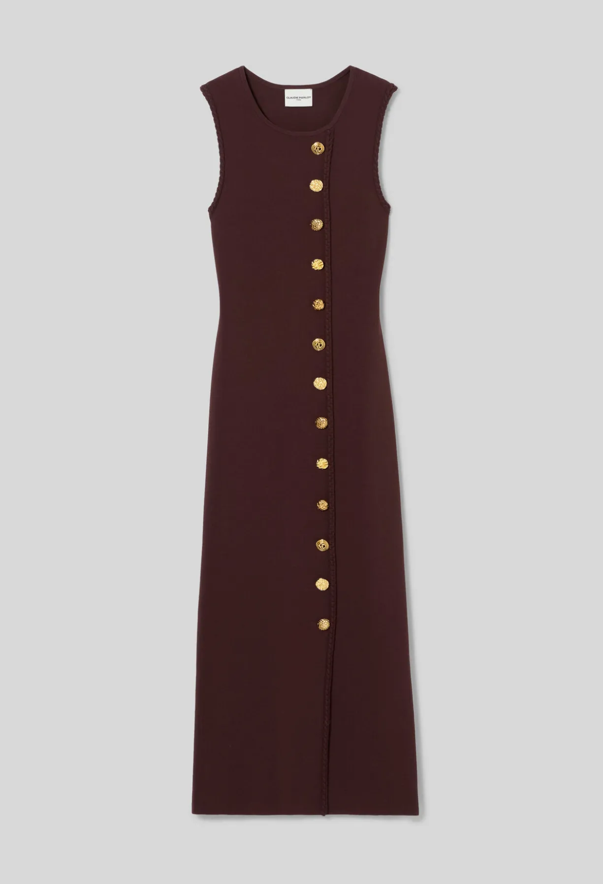 Robe midi maille boutons dorés