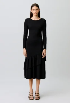 Robe moulante jersey volants
