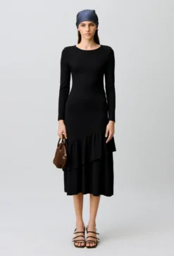 Robe moulante jersey volants