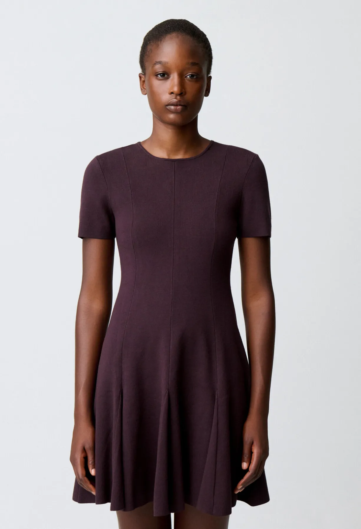Robe patineuse maille col chemise