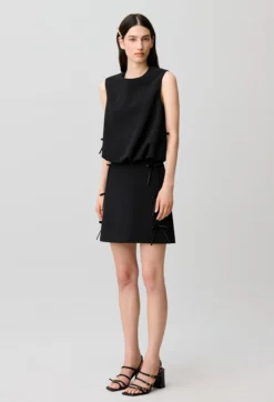 Top blousant col rond nœuds satin
