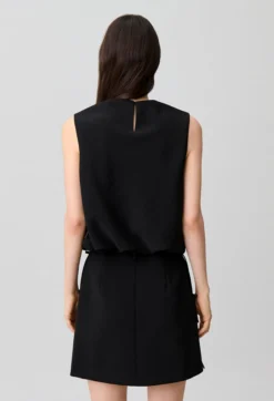 Top blousant col rond nœuds satin