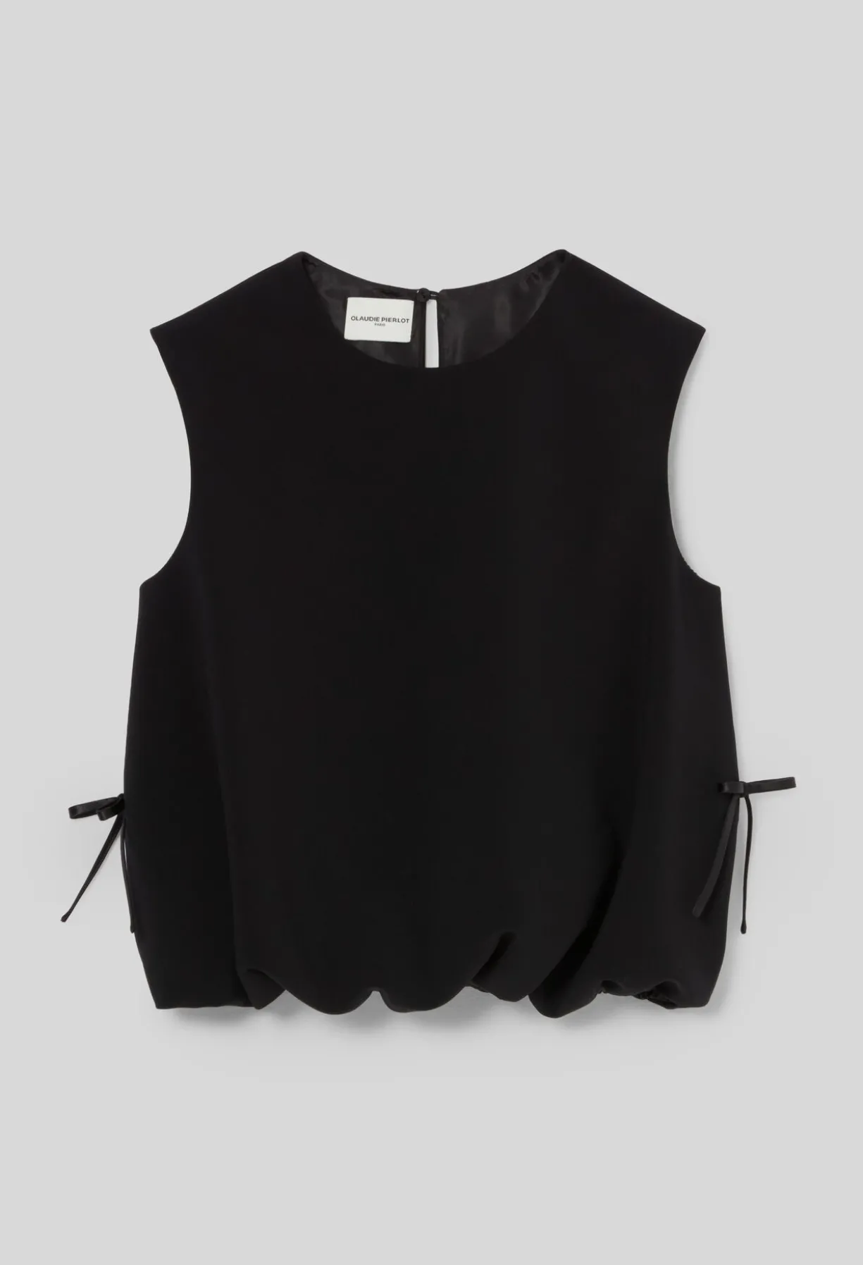 Top blousant col rond nœuds satin