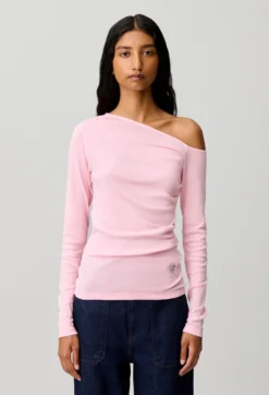 Top rose asymétrique en coton