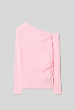 Top rose asymétrique en coton