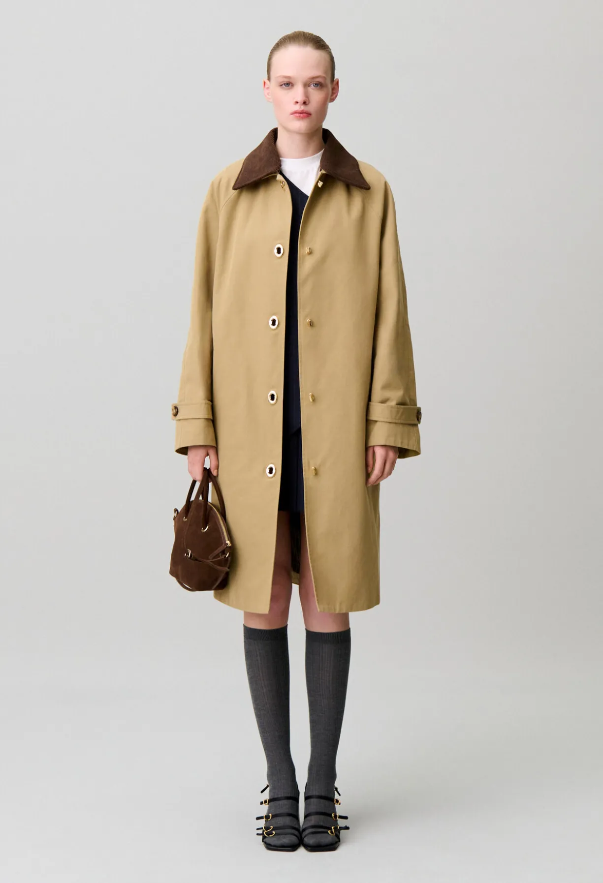 Trench col velours amovible