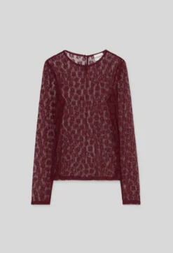 T-shirt ajusté dentelle manches longues