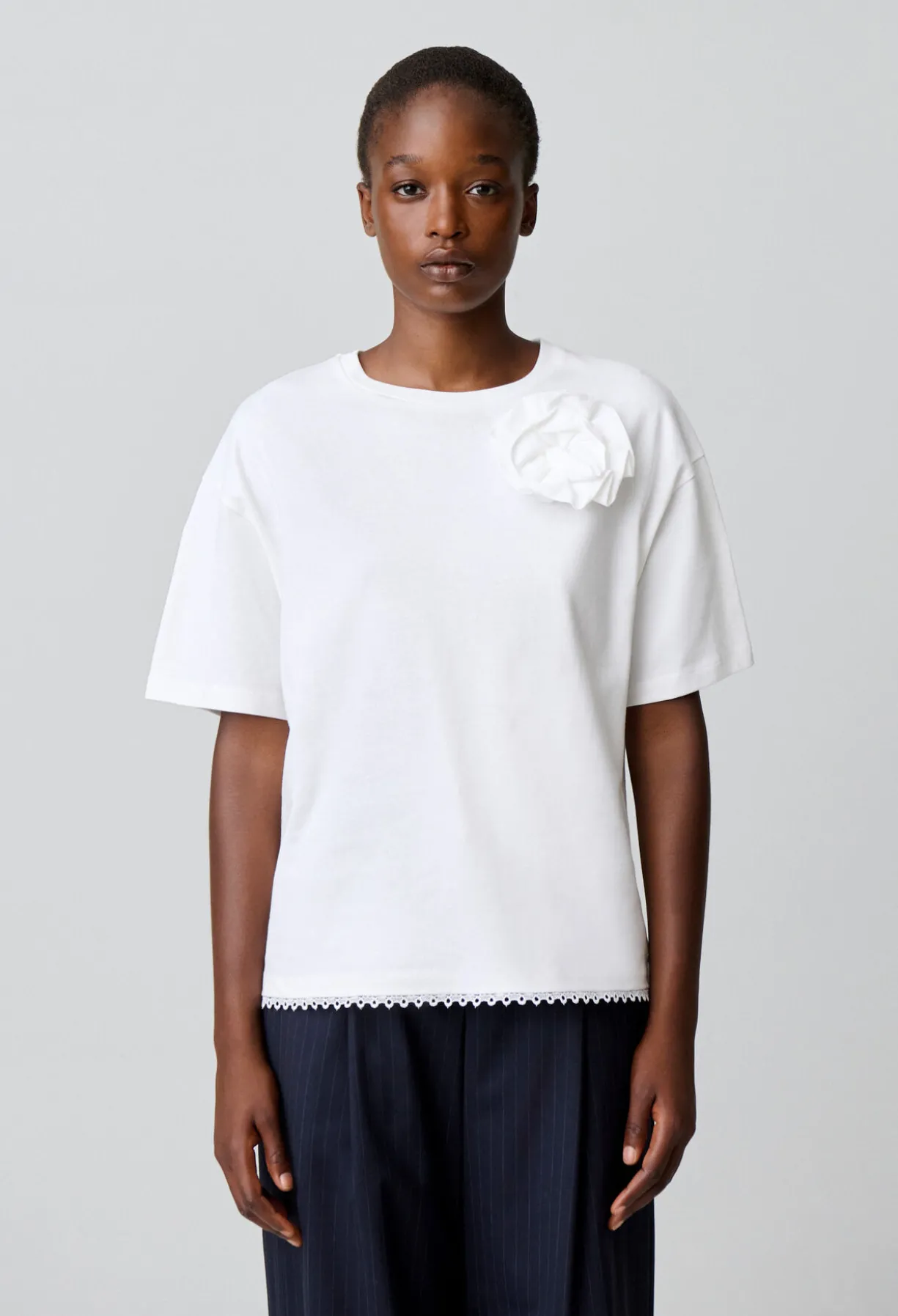 T-shirt jersey fleurs ton sur ton