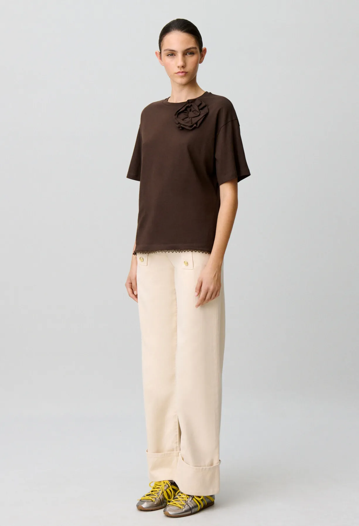 T-shirt jersey fleur ton sur ton