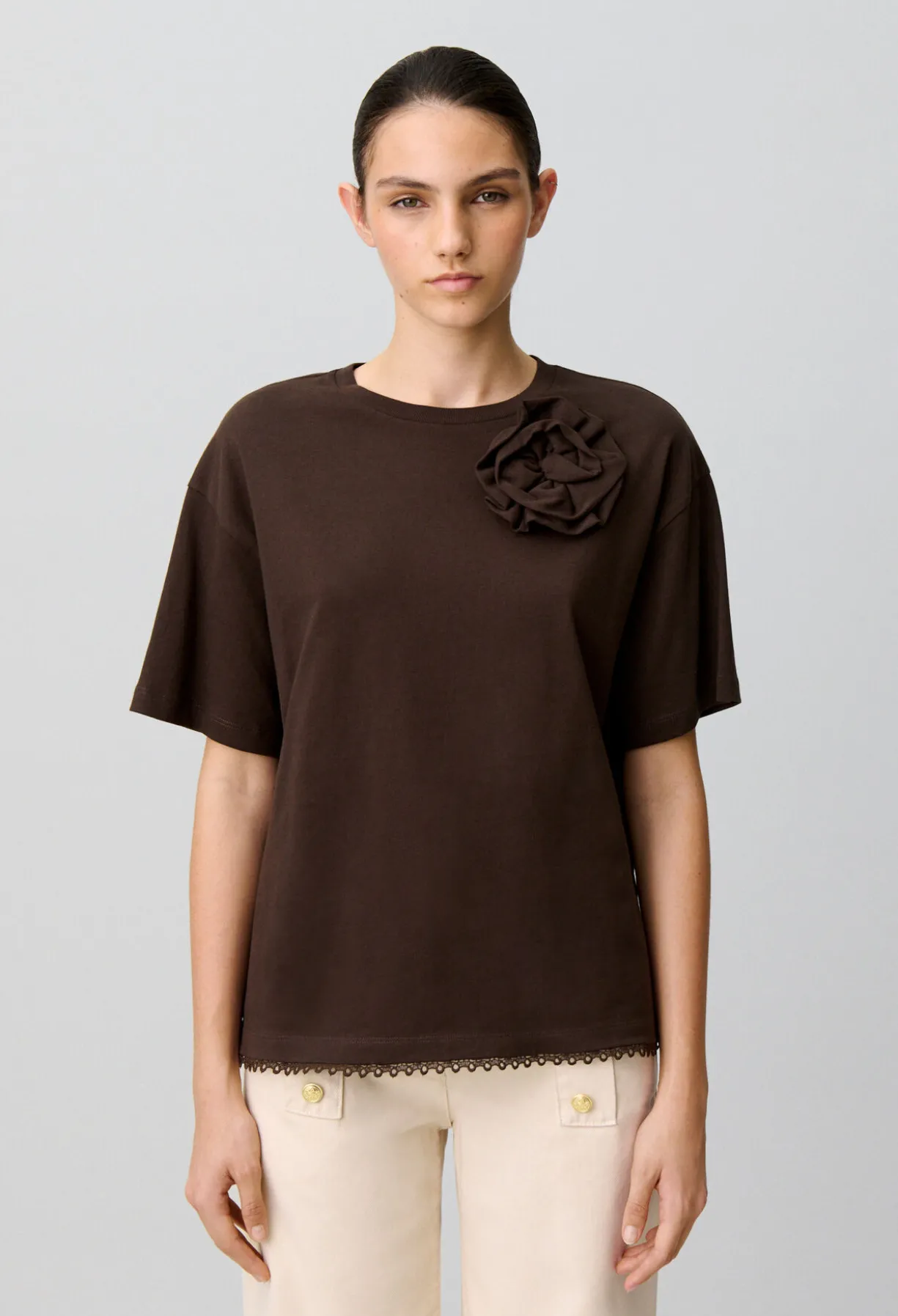 T-shirt jersey fleur ton sur ton
