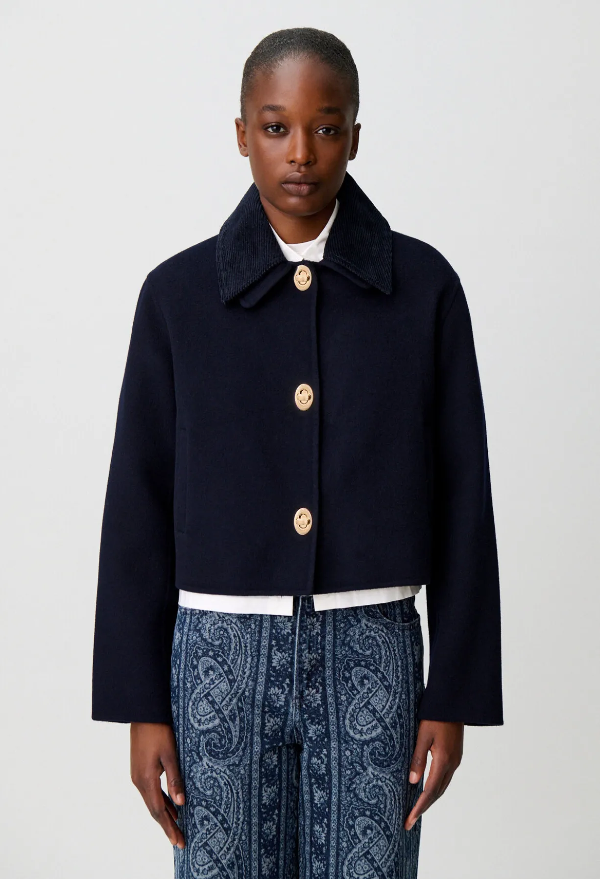 Veste boîte velours côtelé