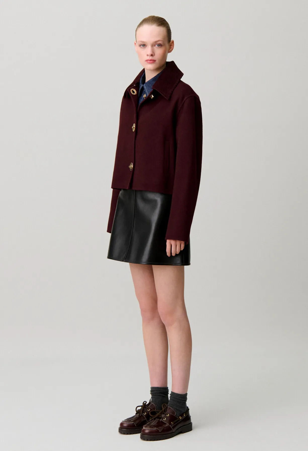 Veste boîte velours côtelé