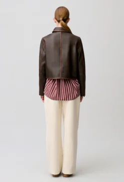 Veste courte cuir vieilli