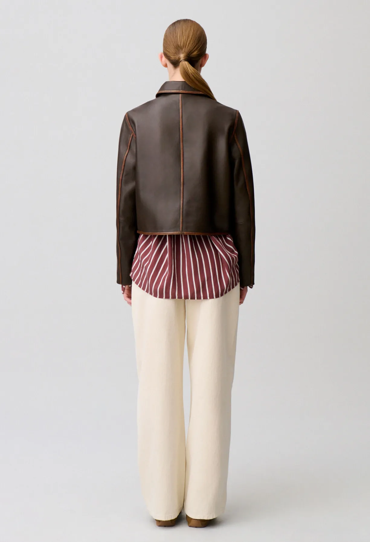Veste courte cuir vieilli