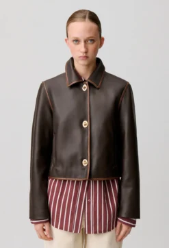 Veste courte cuir vieilli