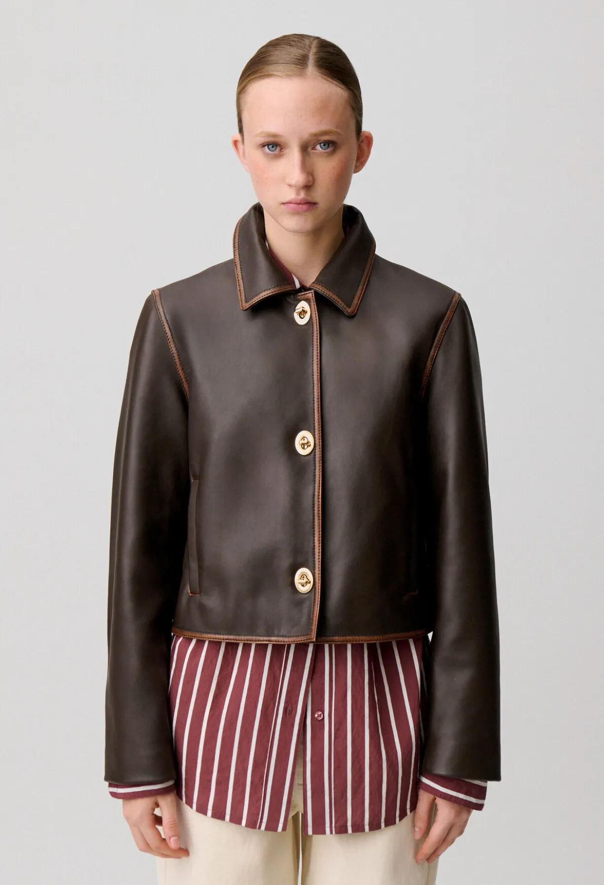 Veste courte cuir vieilli
