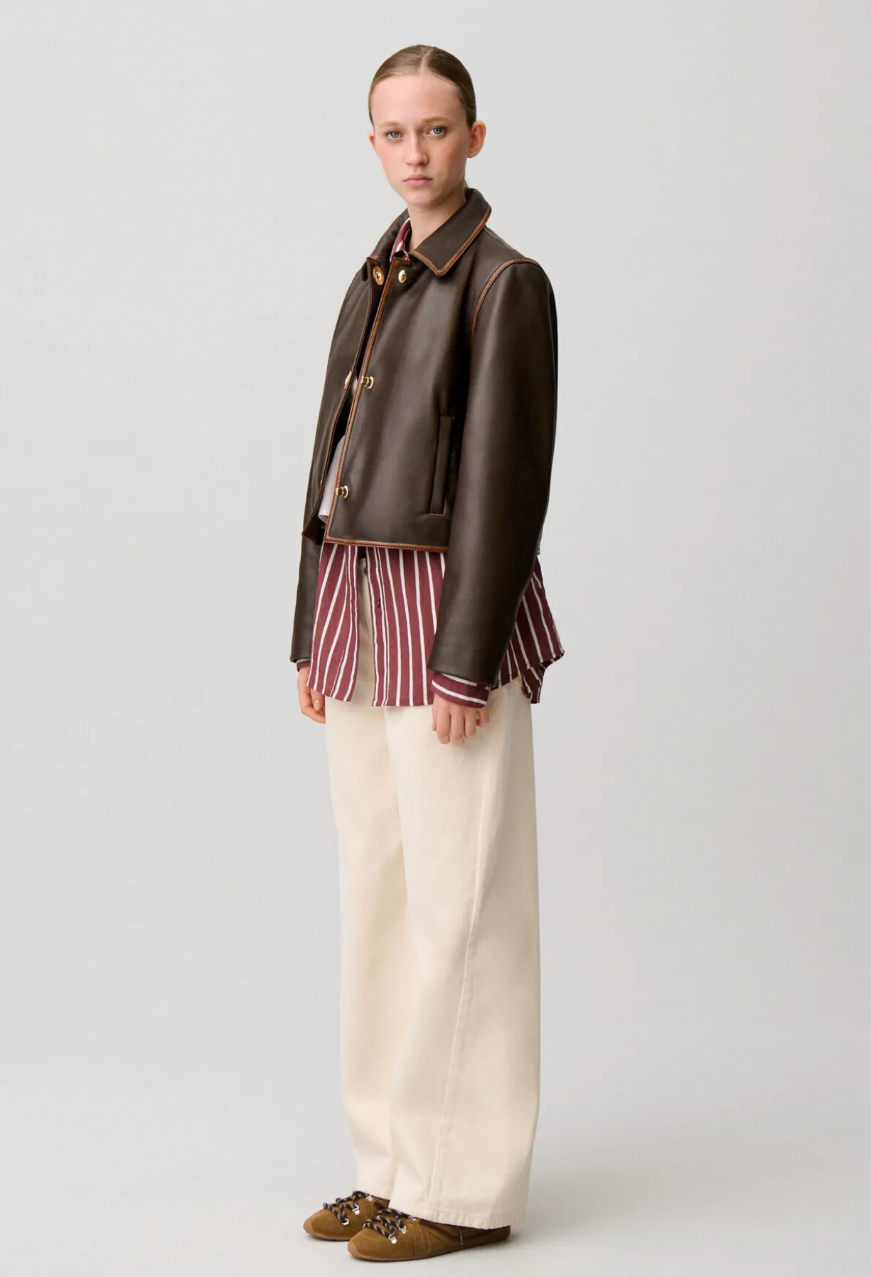 Veste courte cuir vieilli