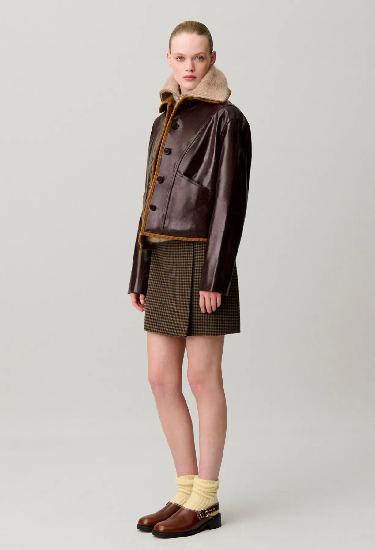 Veste cuir effet brillant