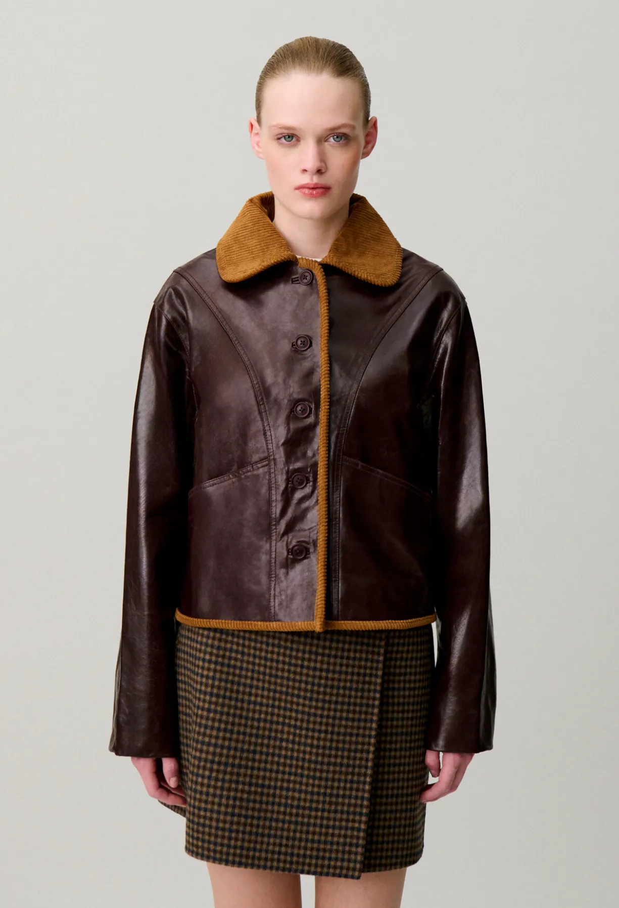 Veste cuir effet brillant