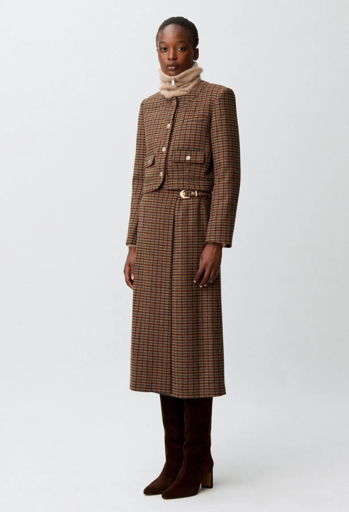 Veste droite à carreaux