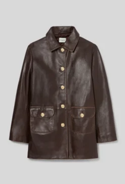 Veste droite large cuir mi-longue