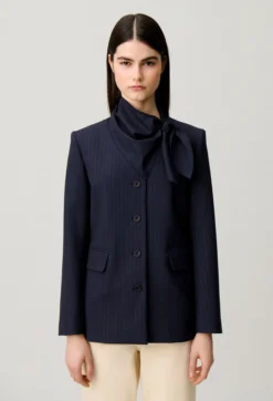Veste laine foulard amovible