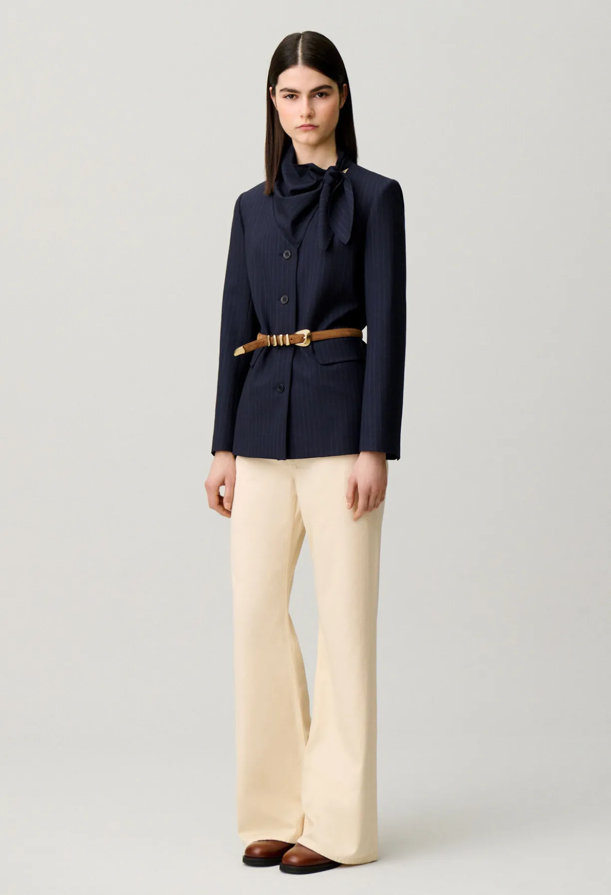 Veste laine foulard amovible