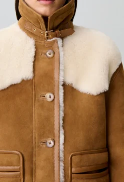 Veste peau lainée col cuir